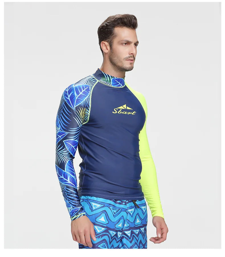 Maglia a Manica Lunga da Uomo per Surf, Snorkeling e Protezione Solare