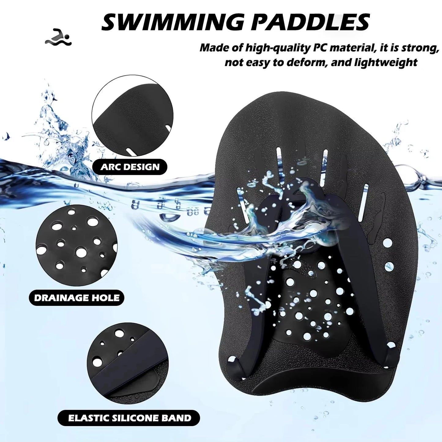 Pinne da Mano per Nuoto – Silicone con Cinghie Regolabili, 8 Colori