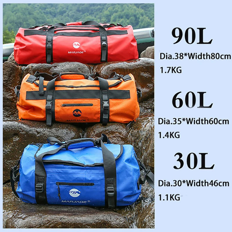 Borsa Impermeabile da Kayak e Rafting in PVC 500D – Dry Bag Antipolvere per Mare, Spiaggia e Sport Acquatici, 3 Capacità, 4 Colori