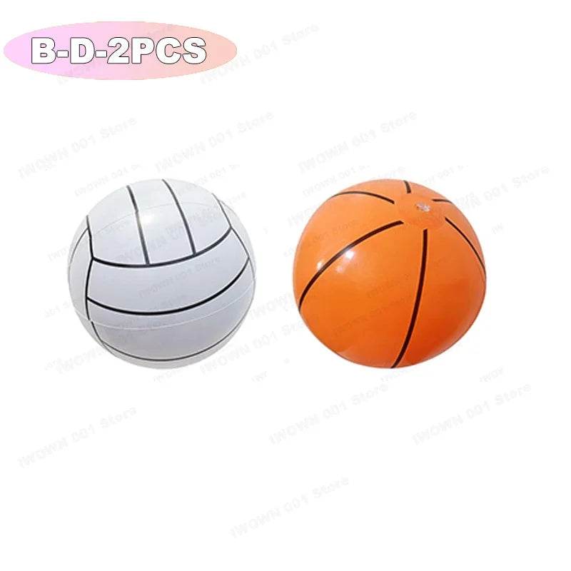 Palloni Gonfiabili da Spiaggia con Grafica Sportiva – Baseball, Pallavolo, Calcio, Basket, Rugby – 30 cm