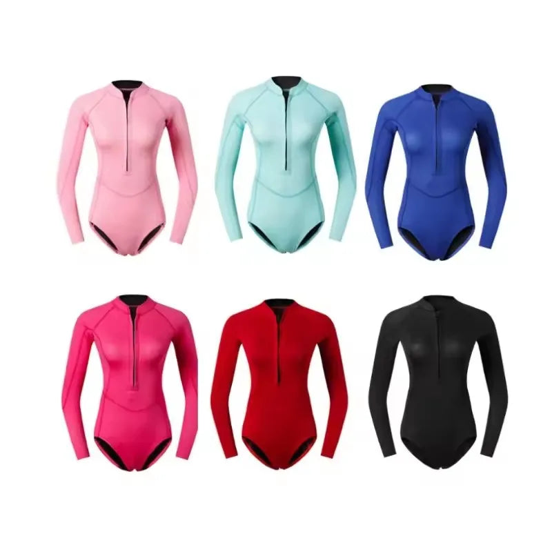 Muta Donna Monopezzo 2mm Neoprene Manica Lunga Cerniera Frontale per Immersioni Snorkeling