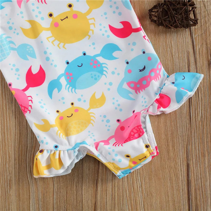 Costume da Bagno Intero Neonata con Volant Laterale – 2 Stampe Fantasia, 0–36 Mesi