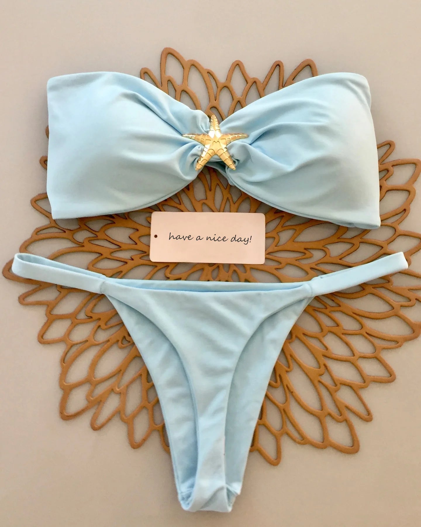 Bikini Donna Due Pezzi Push Up con Stella Marina e Slip Brasiliano