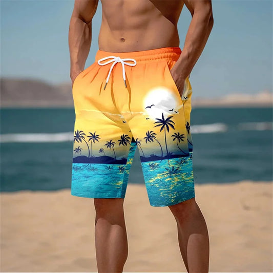 Pantaloncini da Spiaggia con Stampa Hawaiana per Uomo e Bambino