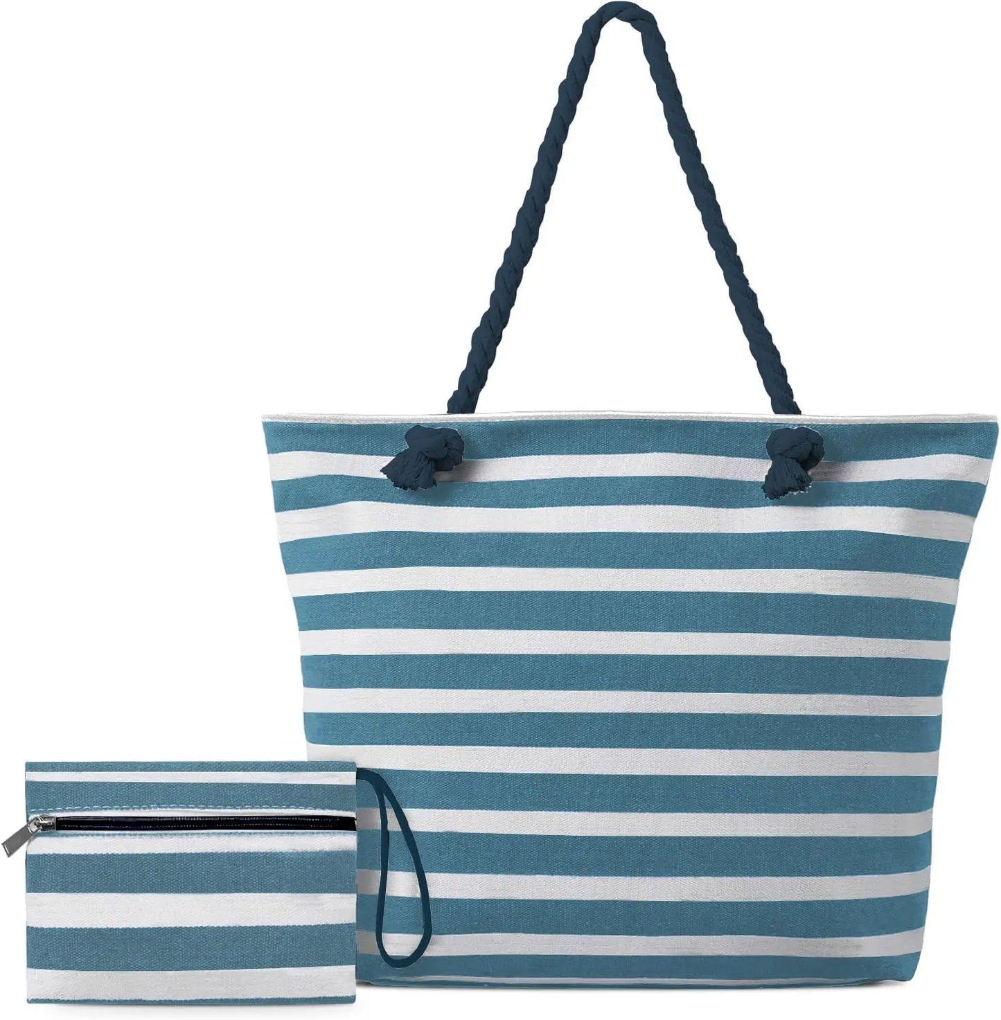 Borsa da Spiaggia in Tela a Righe con Cerniera – Pieghevole, Impermeabile, 56×38×15 cm 11 Fantasie