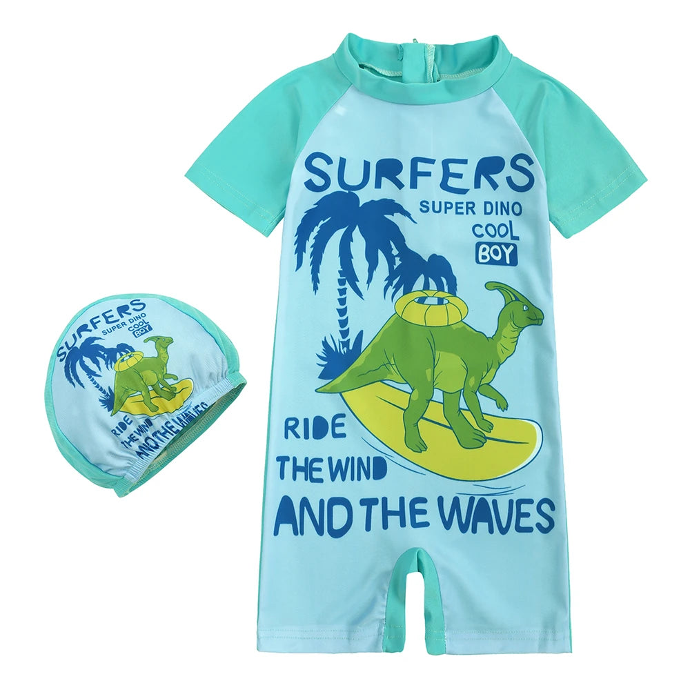 Costume da Bagno Intero per Bambini con Cuffia Abbinata – Set Nuoto con Protezione UV, 12M–8 Anni  12 Fantasie
