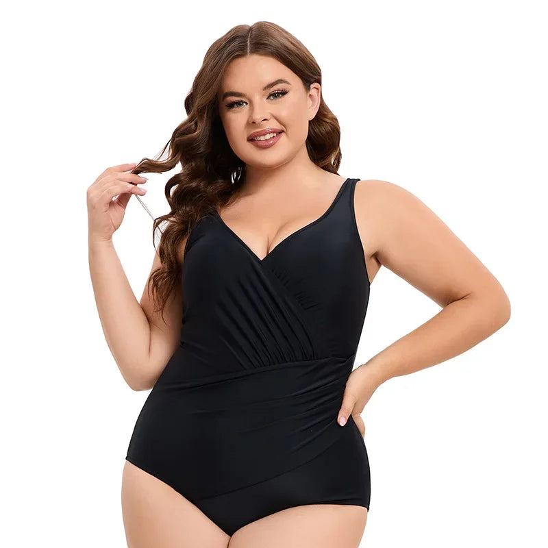 Costume Intero Donna Plus Size Tinta Unita con Schiena Scoperta – Modellante e Contenitivo XL–5XL