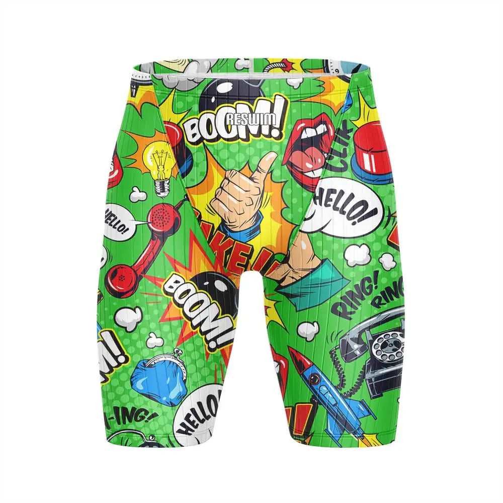Jammer da Nuoto Uomo al Ginocchio con Stampa Fumetto – Costume Attillato in Lycra ad Asciugatura Rapida per Allenamento e Gara XXS–6XL 8 Colori