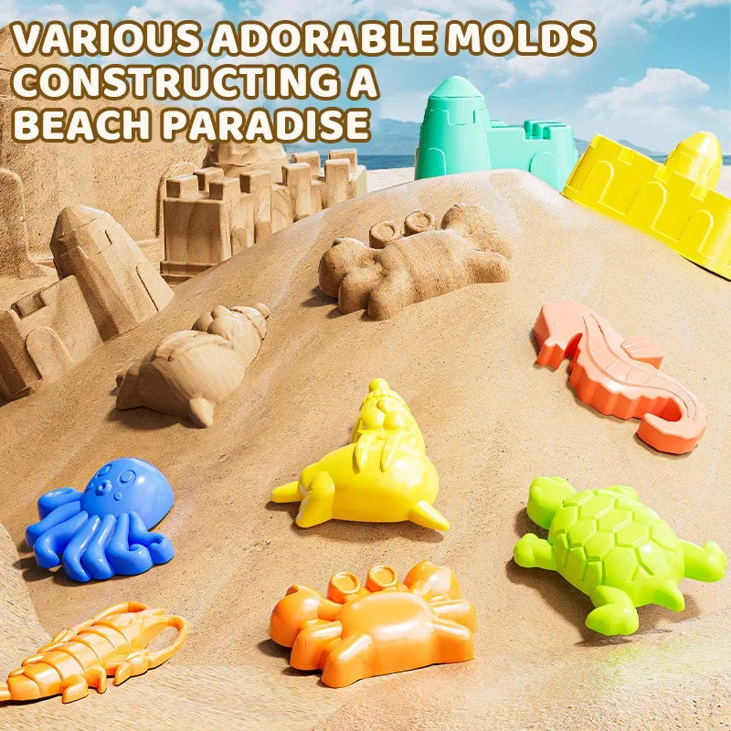 Set 31 Pezzi Giocattoli da Spiaggia per Bambini – Secchio, Pale, Stampi Dinosauri e Buggy