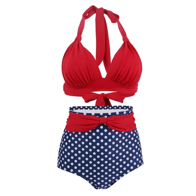Bikini Plus Size Donna a Fantasia con Push-Up e Vita Alta – S–XXXL