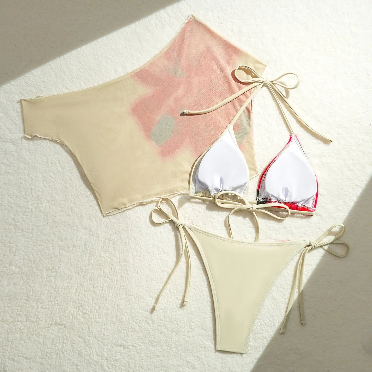 Bikini Donna 3 Pezzi Push Up Floreale Rosa Vintage Costume da Mare Estate 2026