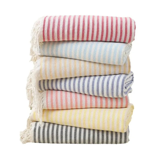 Telo Mare Turco a Strisce – Poliestere e Cotone, 6 Colori 100×180 cm