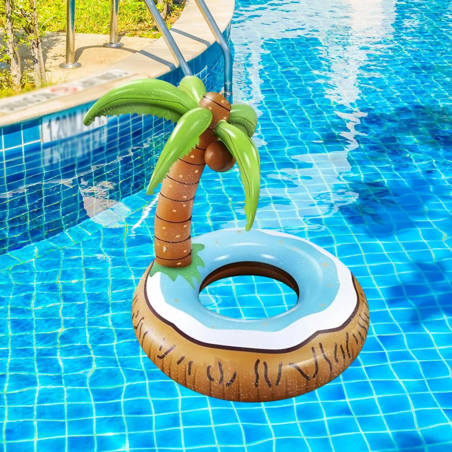 Sedia Galleggiante Gonfiabile Albero di Cocco per Piscina – con Schienale e Baldacchino