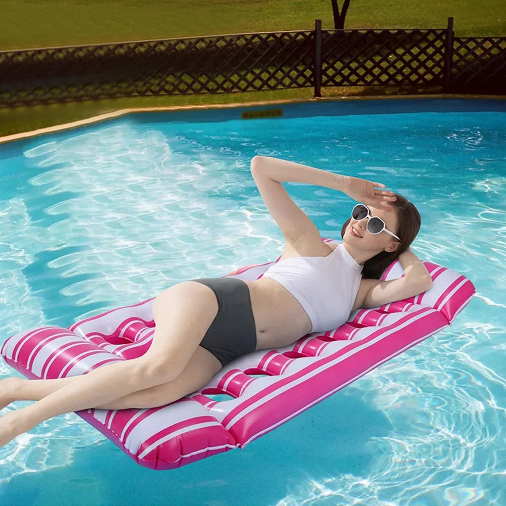 Lettino Galleggiante Gonfiabile con Cuscini – Amaca da Piscina in PVC, 4 Colori