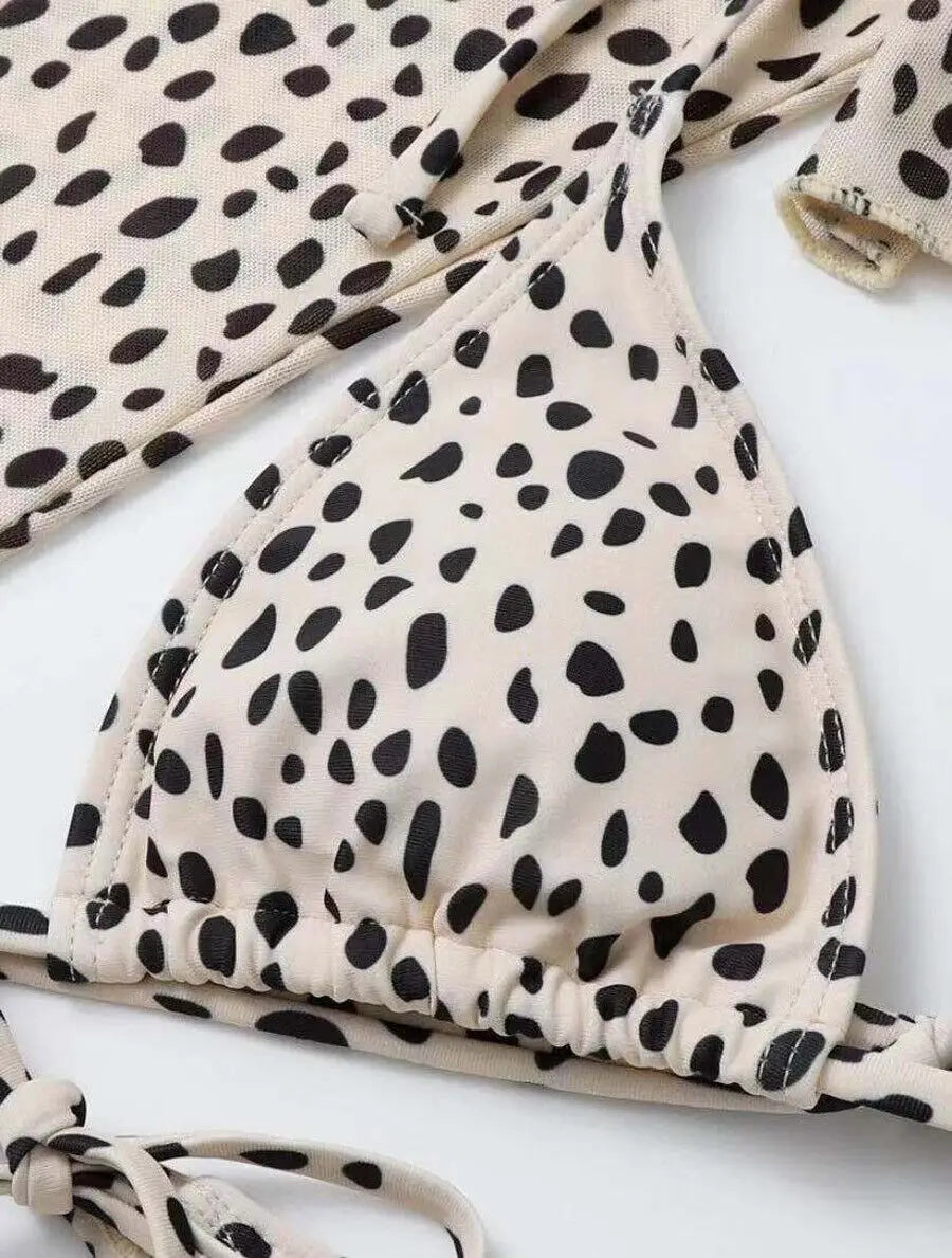 Bikini Donna a Triangolo, Stampa Leopardata e Marmorea, S–XL