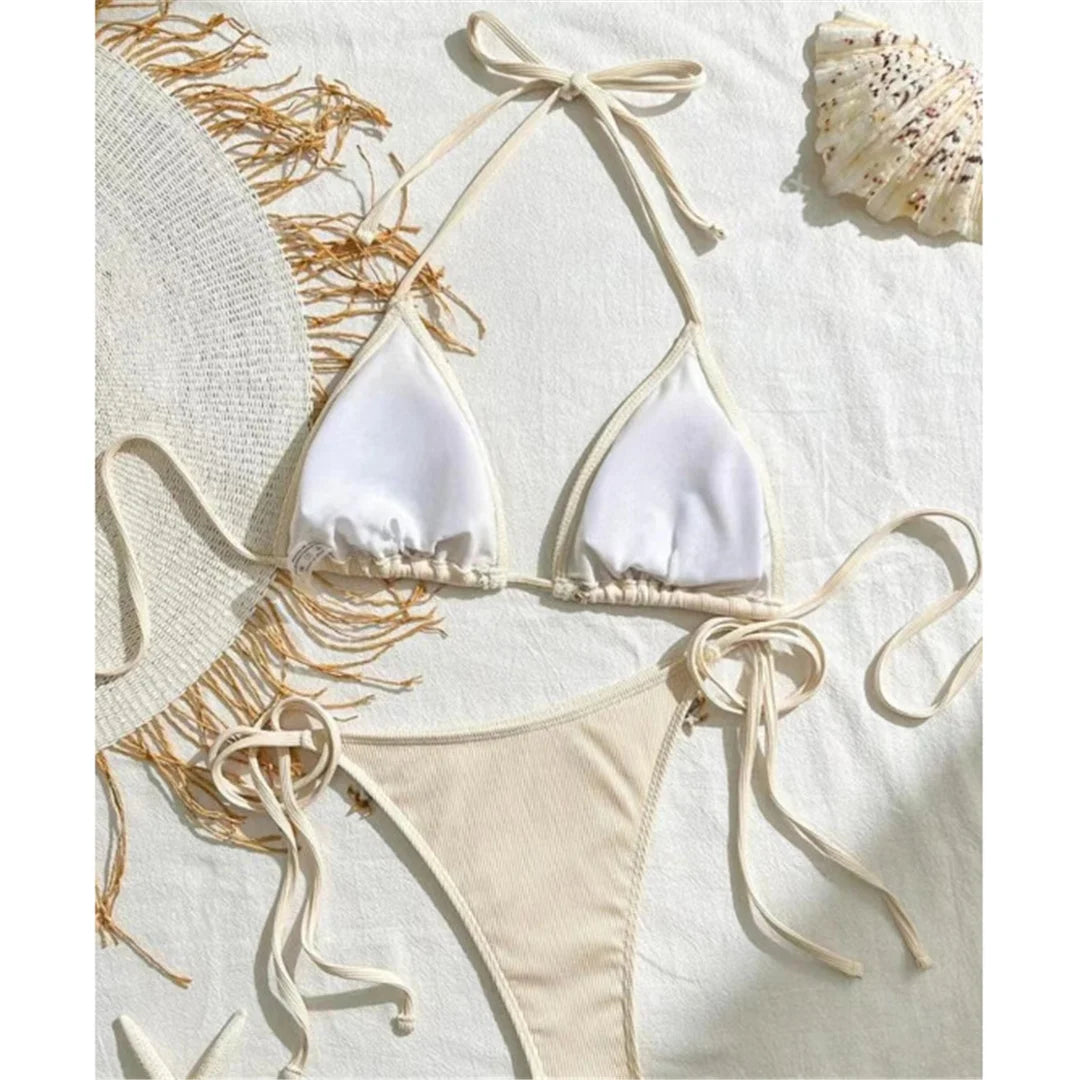 Bikini Donna Due Pezzi Halter con Laccetti e Charm Marini