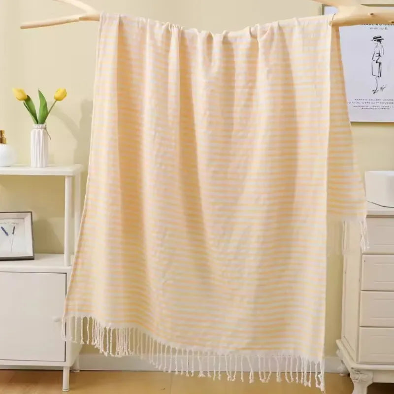 Telo Mare Turco a Strisce – Poliestere e Cotone, 6 Colori 100×180 cm