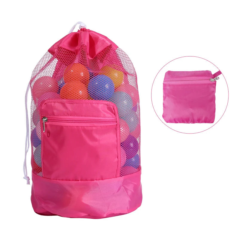 Borsa da Spiaggia in Rete Pieghevole – Borsetta a Tracolla Mini (20×24 cm) o Zaino Grande (24×48 cm), Organizer per Mare, Piscina e Spiaggia