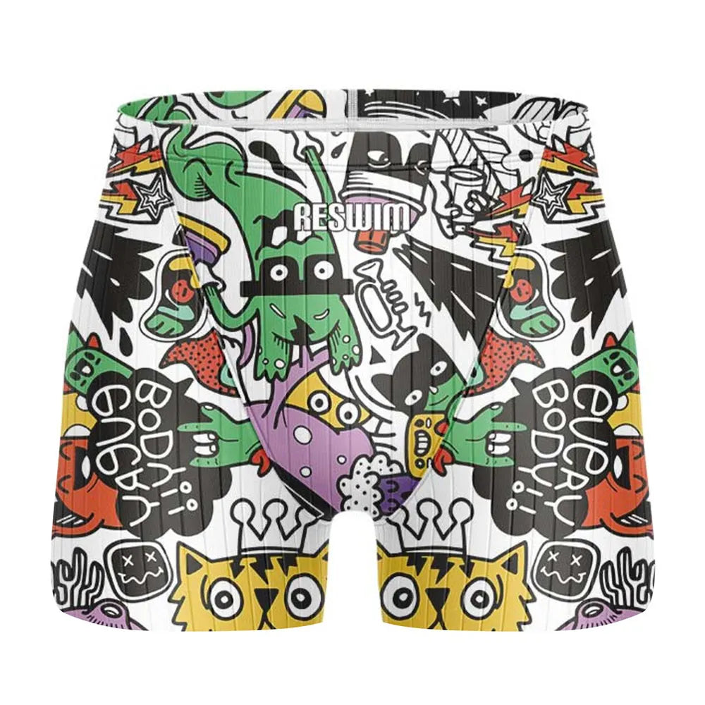 Jammer da Nuoto Uomo con Stampa Fumetto – Costume Attillato in Lycra ad Asciugatura Rapida per Allenamento e Gara XS–6XL 21 Colori