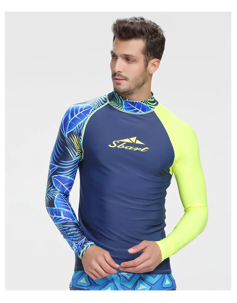 Maglia a Manica Lunga da Uomo per Surf, Snorkeling e Protezione Solare