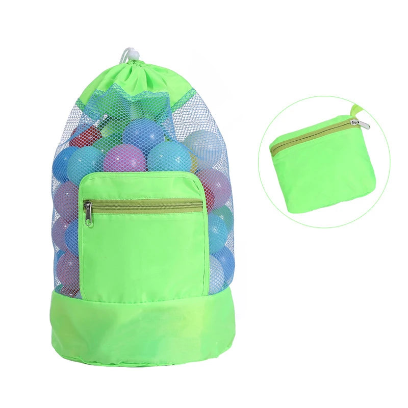 Borsa da Spiaggia in Rete Pieghevole – Borsetta a Tracolla Mini (20×24 cm) o Zaino Grande (24×48 cm), Organizer per Mare, Piscina e Spiaggia