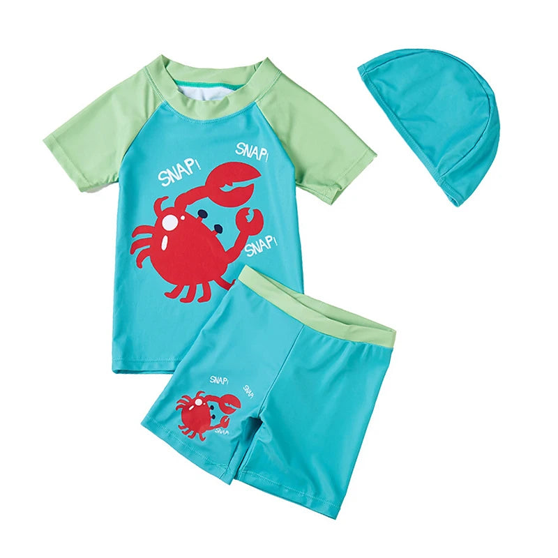Set Nuoto Bambini 3 Pezzi UPF50+ – Rash Guard + Costume + Cuffia - Squalo Dinosauro Mare Piscina, XS(2)–3XL(14) 20 Fantasie