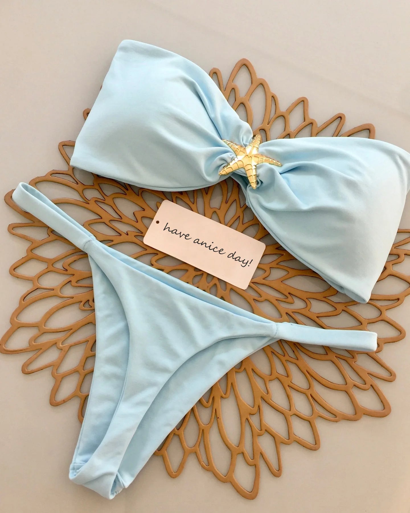 Bikini Donna Due Pezzi Push Up con Stella Marina e Slip Brasiliano
