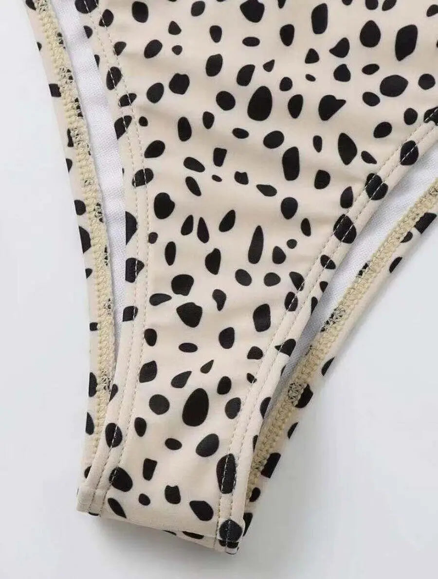 Bikini Donna a Triangolo, Stampa Leopardata e Marmorea, S–XL