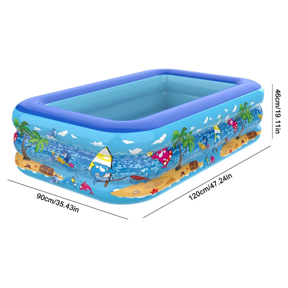 Piscina Gonfiabile per Bambini – Tonda Dinosauri o Rettangolare Tema Marino – Per Interno ed Esterno