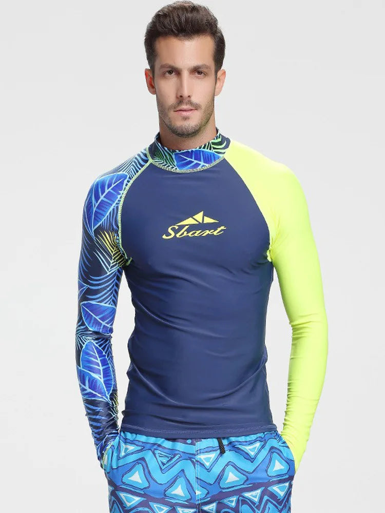 Maglia a Manica Lunga da Uomo per Surf, Snorkeling e Protezione Solare