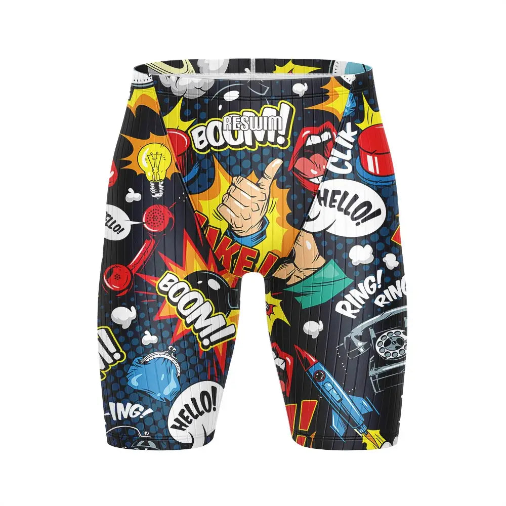 Jammer da Nuoto Uomo al Ginocchio con Stampa Fumetto – Costume Attillato in Lycra ad Asciugatura Rapida per Allenamento e Gara XXS–6XL 8 Colori