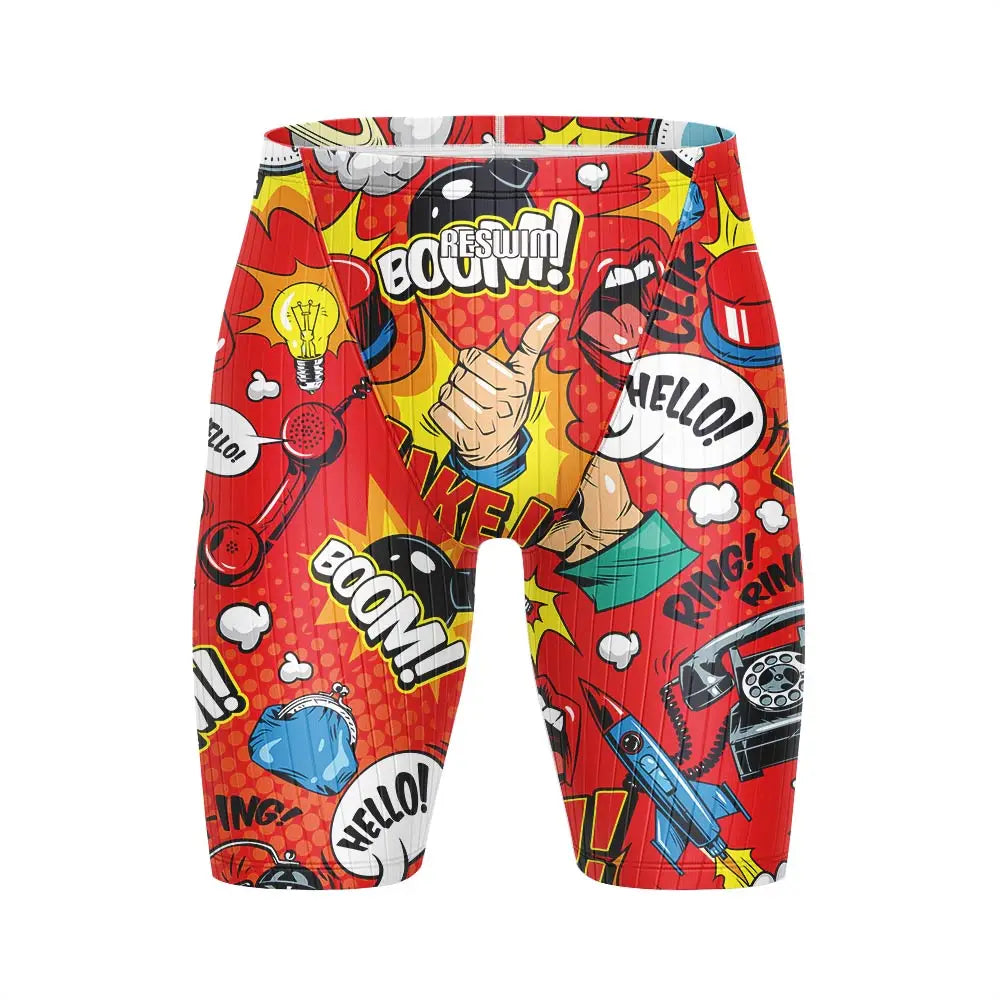 Jammer da Nuoto Uomo al Ginocchio con Stampa Fumetto – Costume Attillato in Lycra ad Asciugatura Rapida per Allenamento e Gara XXS–6XL 8 Colori