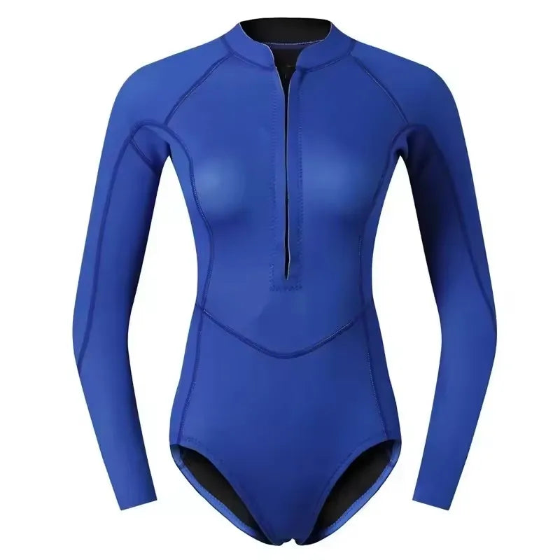 Muta Donna Monopezzo 2mm Neoprene Manica Lunga Cerniera Frontale per Immersioni Snorkeling