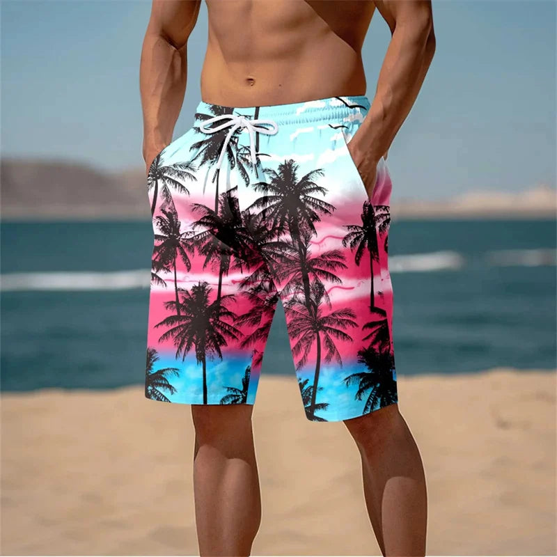 Pantaloncini da Spiaggia con Stampa Hawaiana per Uomo e Bambino