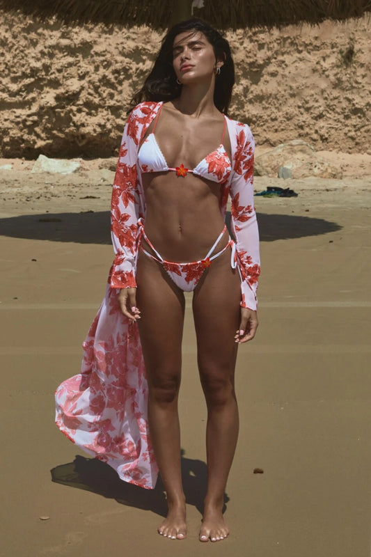 Costume Donna Modulare Stampa Foglie con Lacci: Bikini, Costume Intero o con Copricostume, S–L