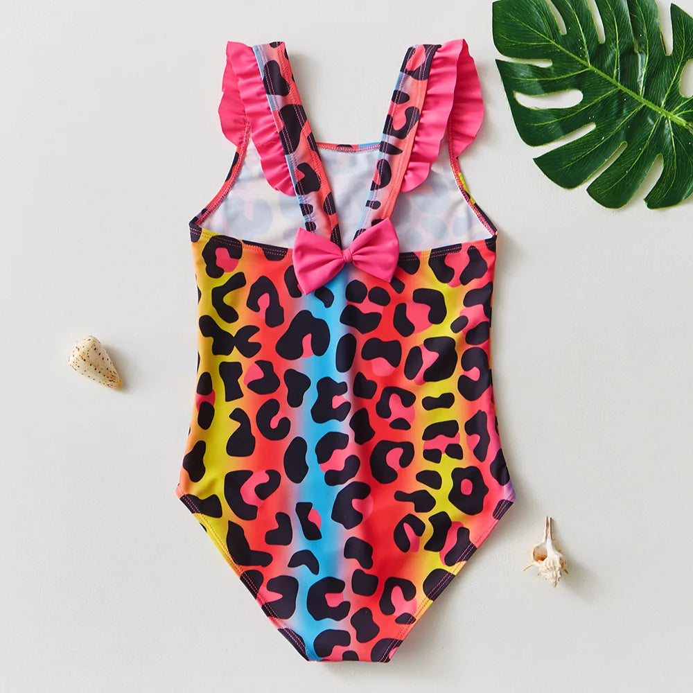 Costume da Bagno Intero Bambina con Balze e Stampa Fantasia – 21 Fantasie, Taglie 1–8 Anni