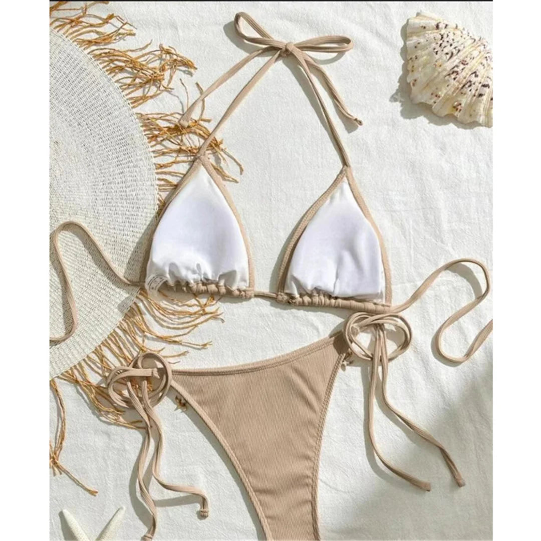 Bikini Donna Due Pezzi Halter con Laccetti e Charm Marini