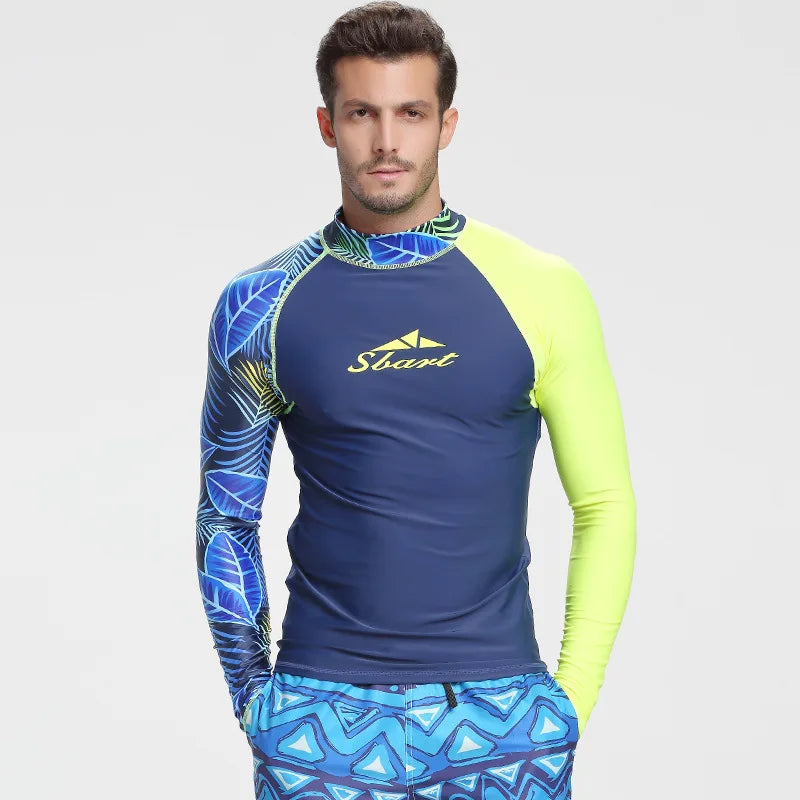 Maglia a Manica Lunga da Uomo per Surf, Snorkeling e Protezione Solare