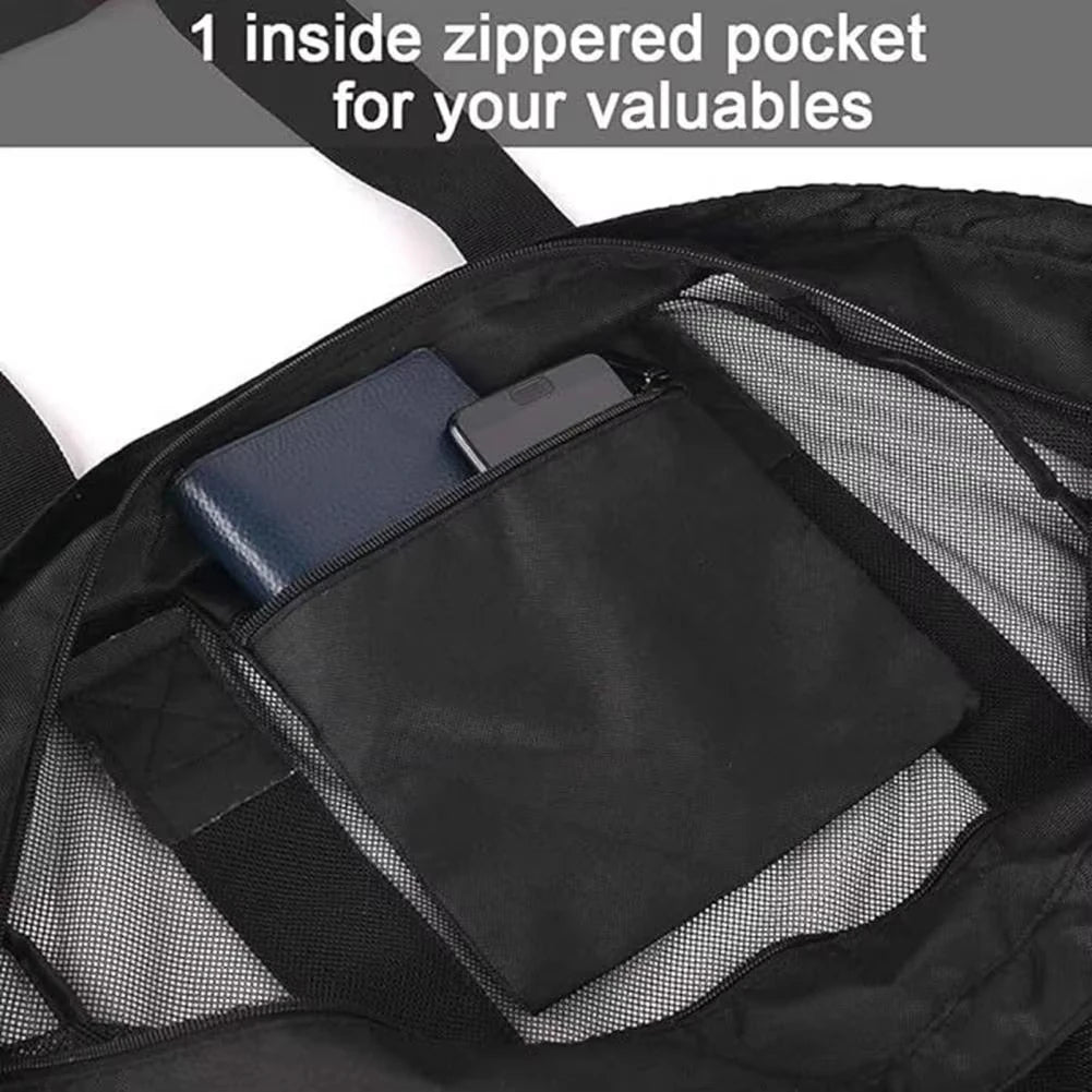 Borsa da Spiaggia in Rete Traspirante Grande Capacità – Pieghevole, Nylon, 67×45×18,5 cm, 3 Colori
