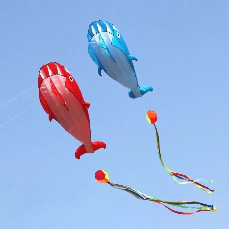 Aquilone Gigante a Forma di Balena – Morbido, Anti-Strappo, con Maniglia e Custodia,4 Colori