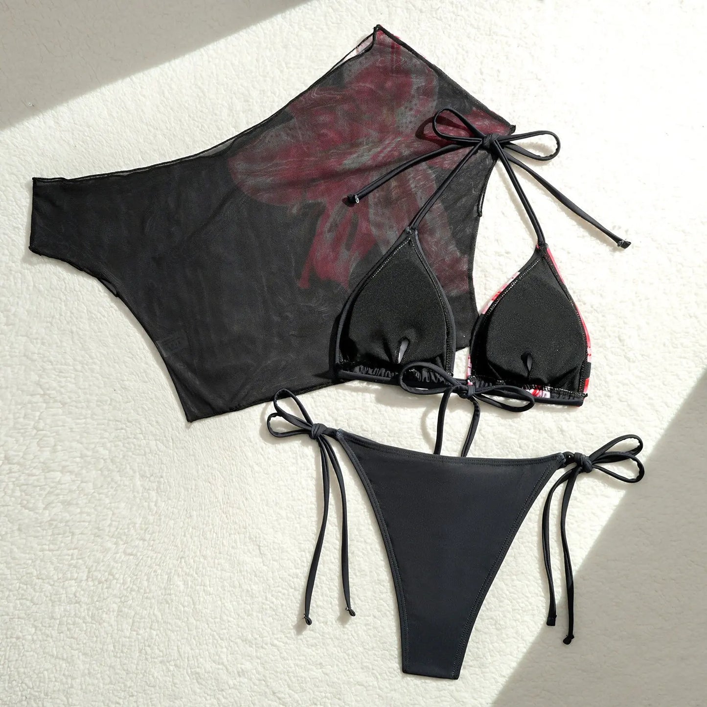 Bikini Donna 3 Pezzi Push Up Floreale Rosa Vintage Costume da Mare Estate 2026