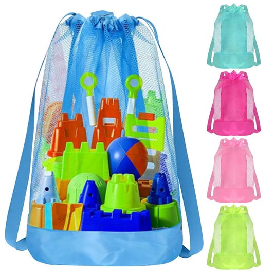 Borsa da Spiaggia in Rete con Coulisse per Bambini – Anti-Sabbia, Spalline Regolabili, 23×50 cm, 5 Colori