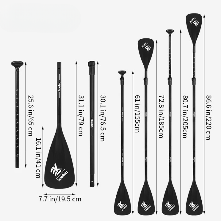 Pagaia Regolabile in Alluminio KOETSU – SUP e Kayak, Testa Singola e Doppia