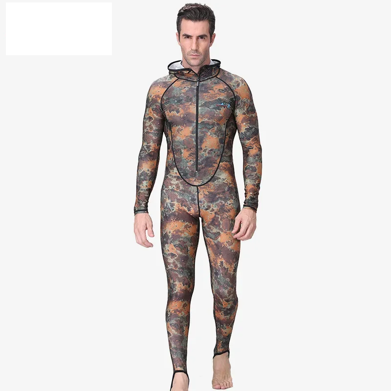 Muta Mimetica Monopezzo Neoprene con Cappuccio Cerniera Anteriore Anti-UV Uomo e Donna M-4XL
