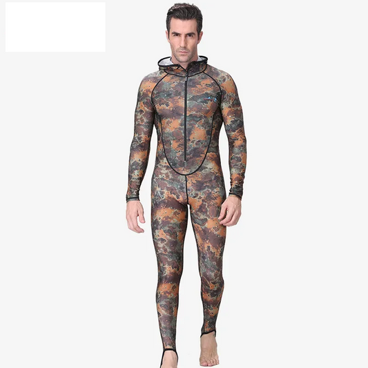 Muta Mimetica Monopezzo Neoprene con Cappuccio Cerniera Anteriore Anti-UV Uomo e Donna M-4XL