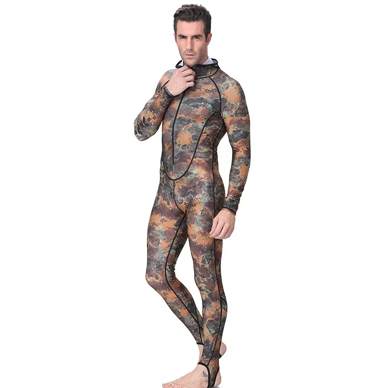 Muta Mimetica Monopezzo Neoprene con Cappuccio Cerniera Anteriore Anti-UV Uomo e Donna M-4XL