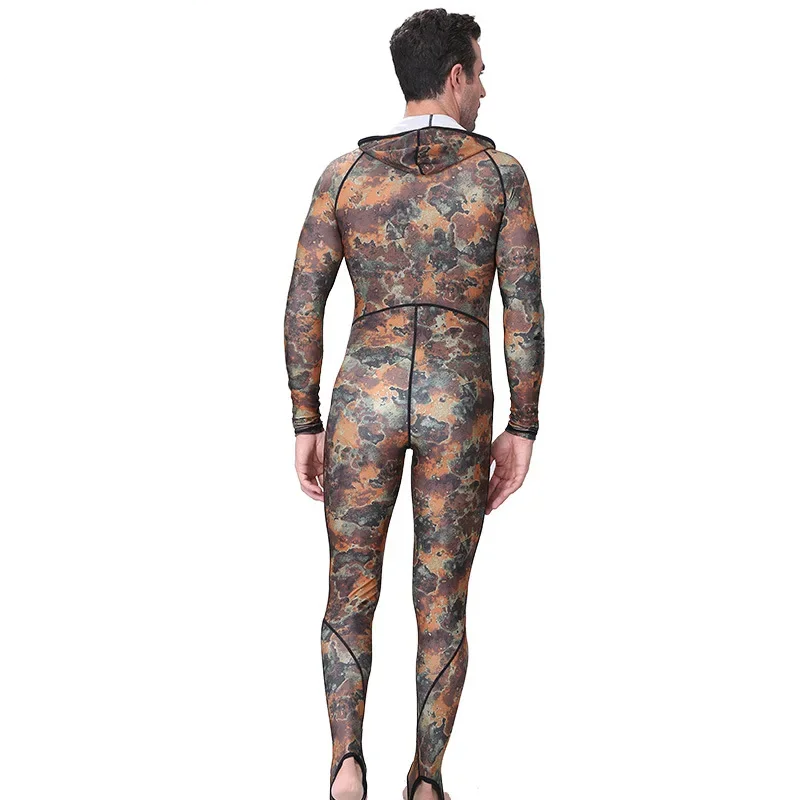 Muta Mimetica Monopezzo Neoprene con Cappuccio Cerniera Anteriore Anti-UV Uomo e Donna M-4XL