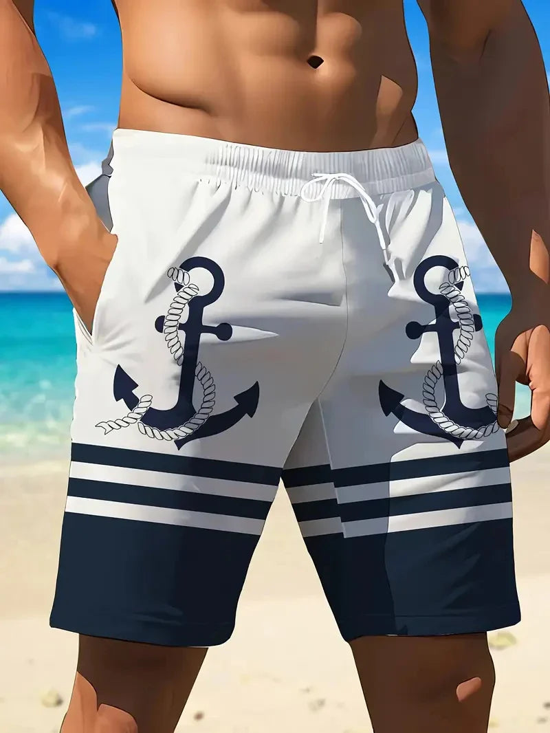 Costume da Bagno da Uomo, Bermuda Casual con Stampa Nautica